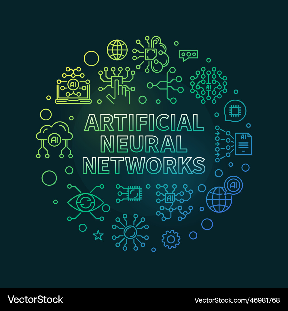 Artificial neural networks concept line round Artificial neural networks concept line round vector image