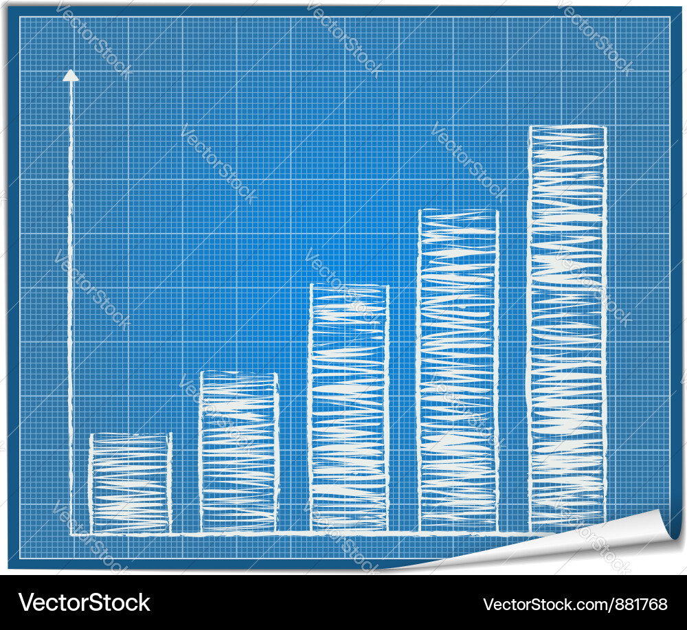 Blueprint Bar Chart vector image