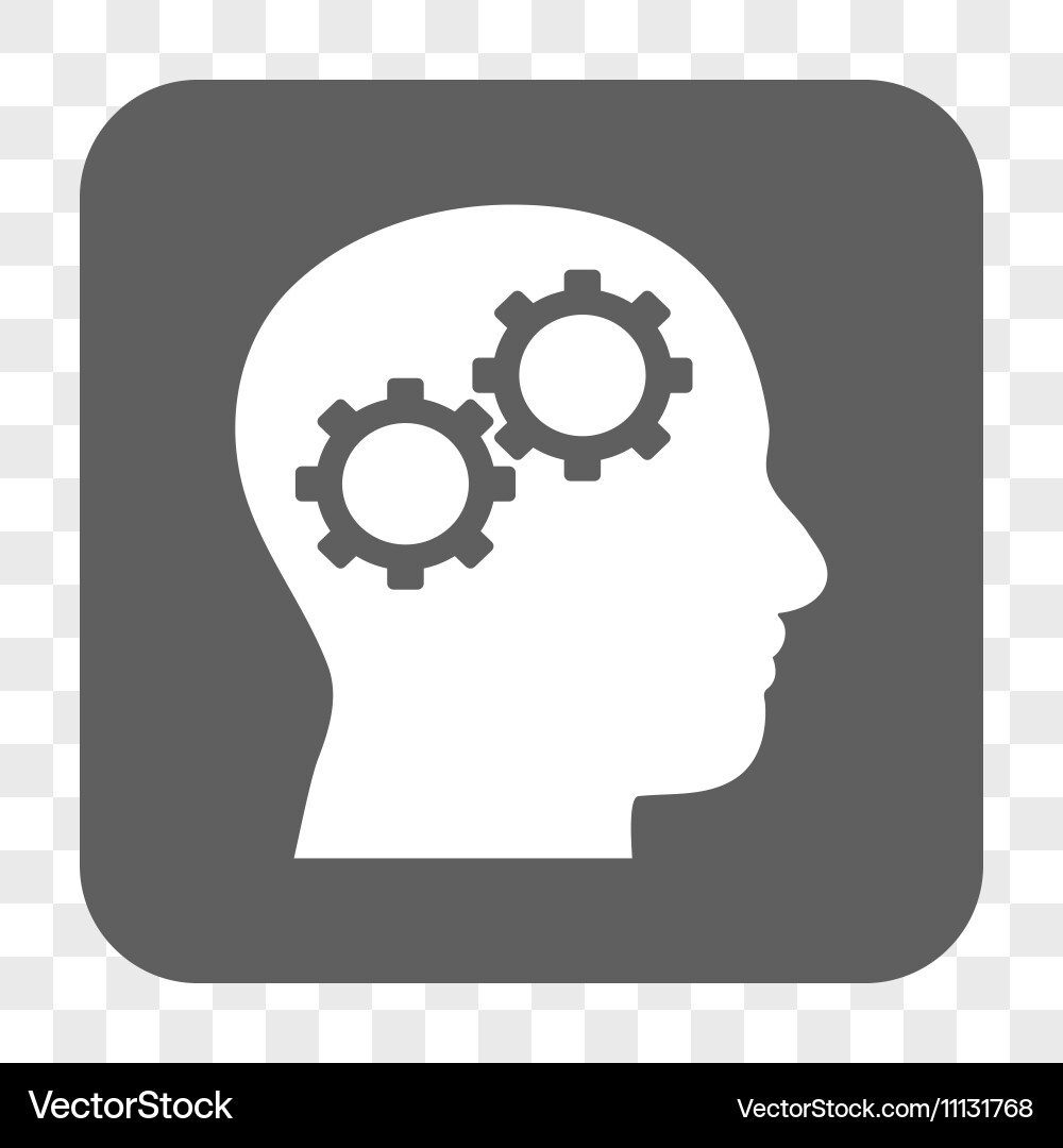Brain gears rounded square button vector image