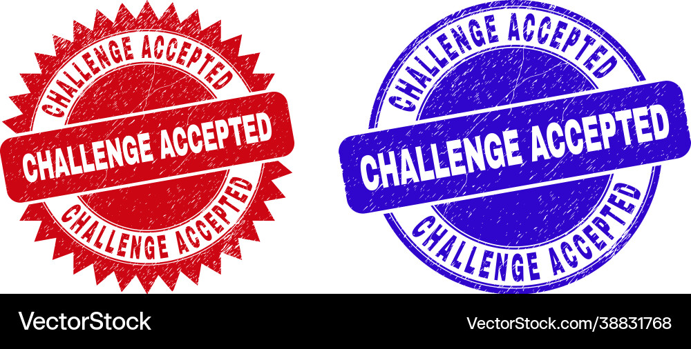 Challenge accepted round and rosette seals Vector Image