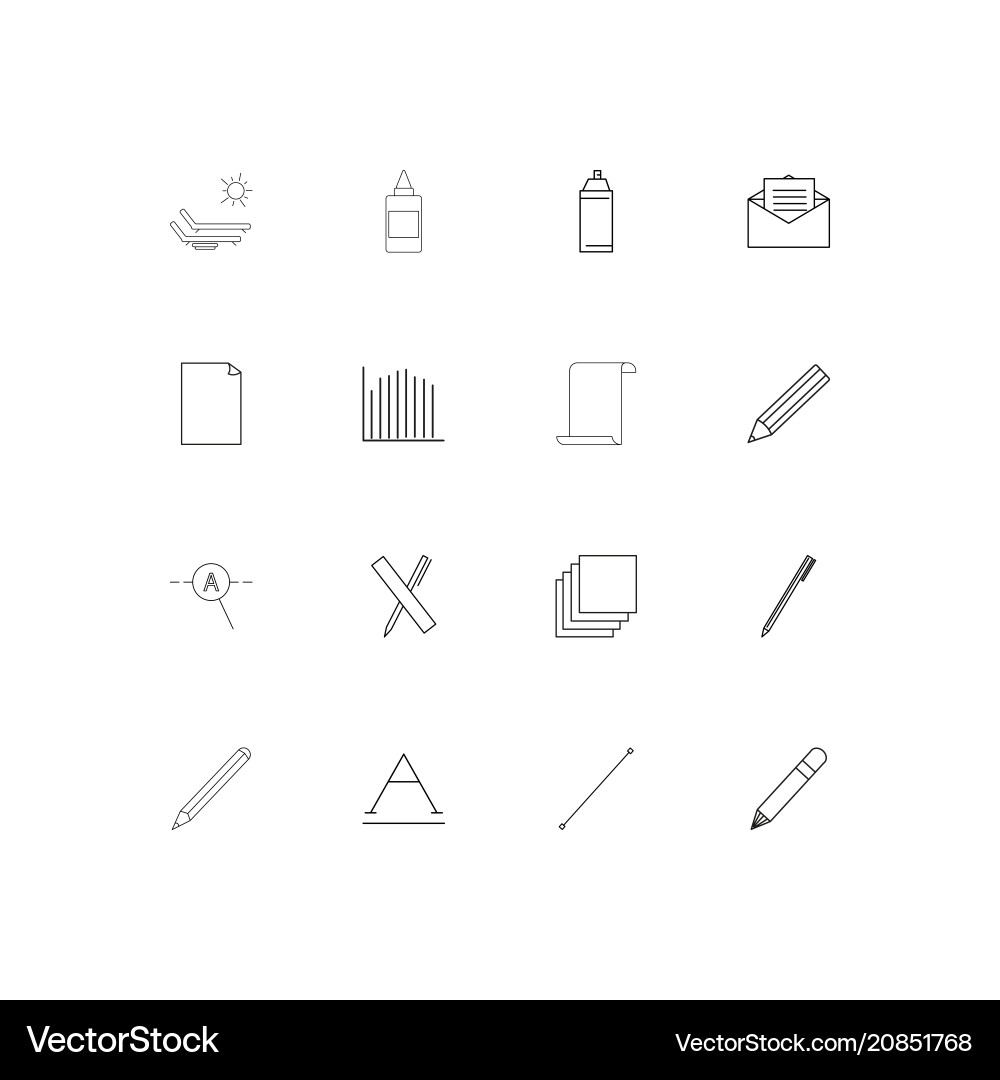 Creative process and design linear thin icons set vector image
