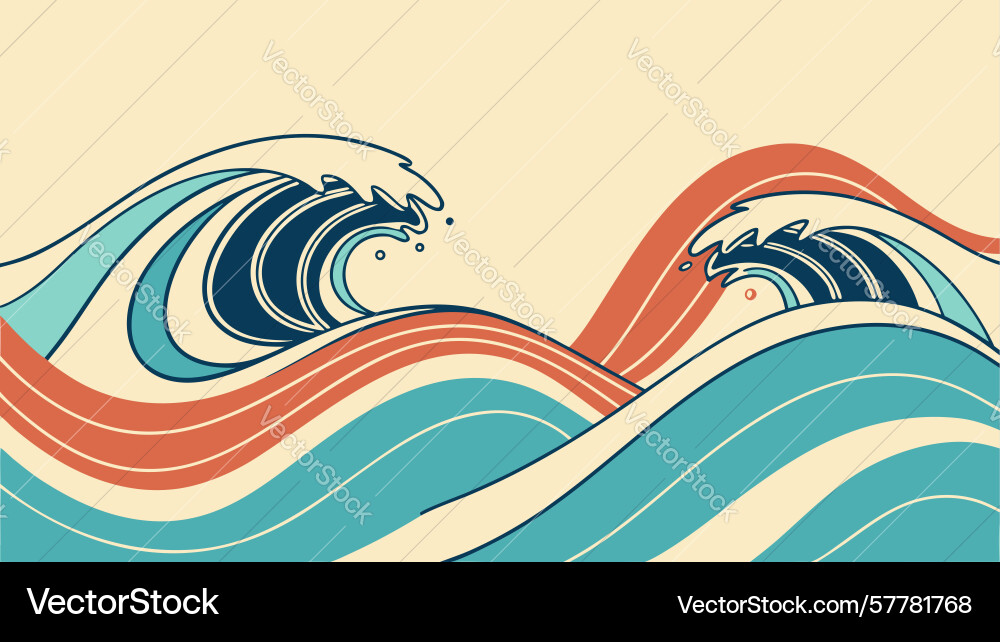 Dynamic ocean waves abstract art design Vector Image