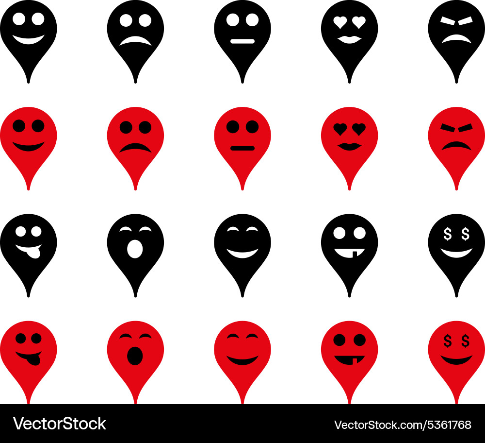Emotion map marker icons vector image