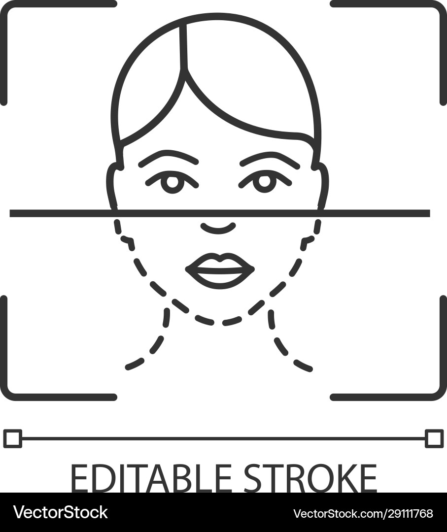 Face scanning process linear icon Face scanning process linear icon Vector Image