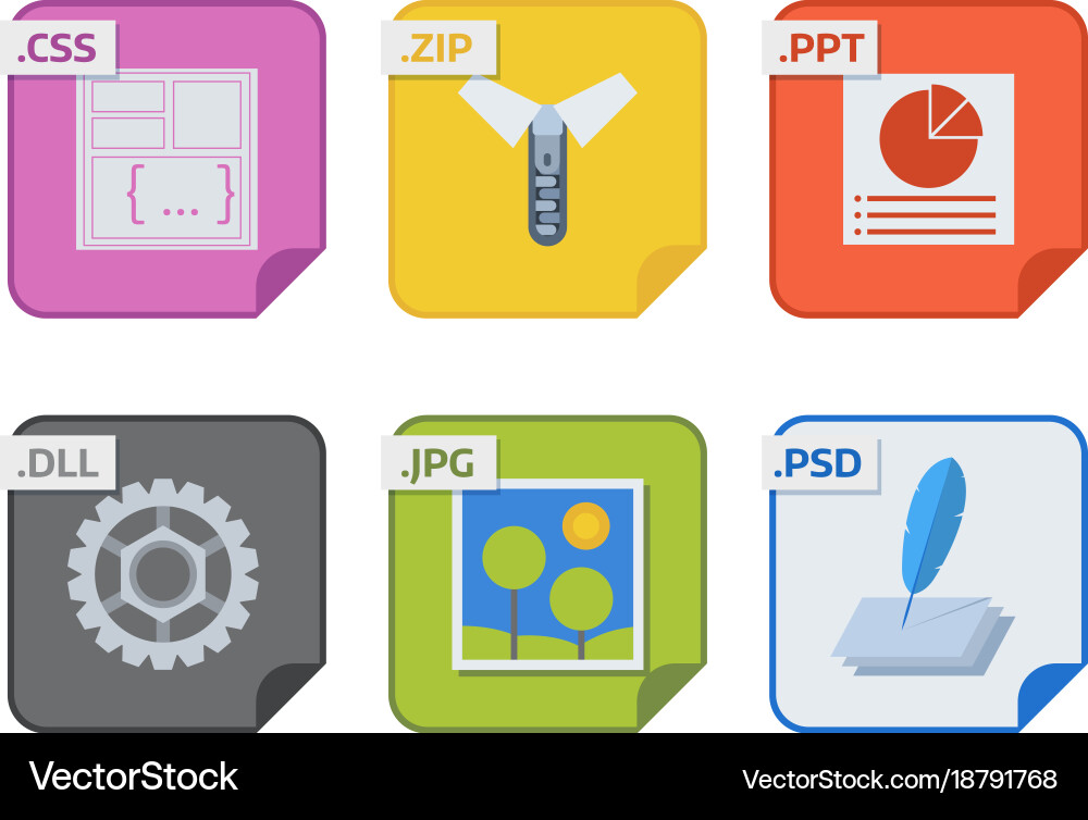 File types and formats labels icon presentation vector image