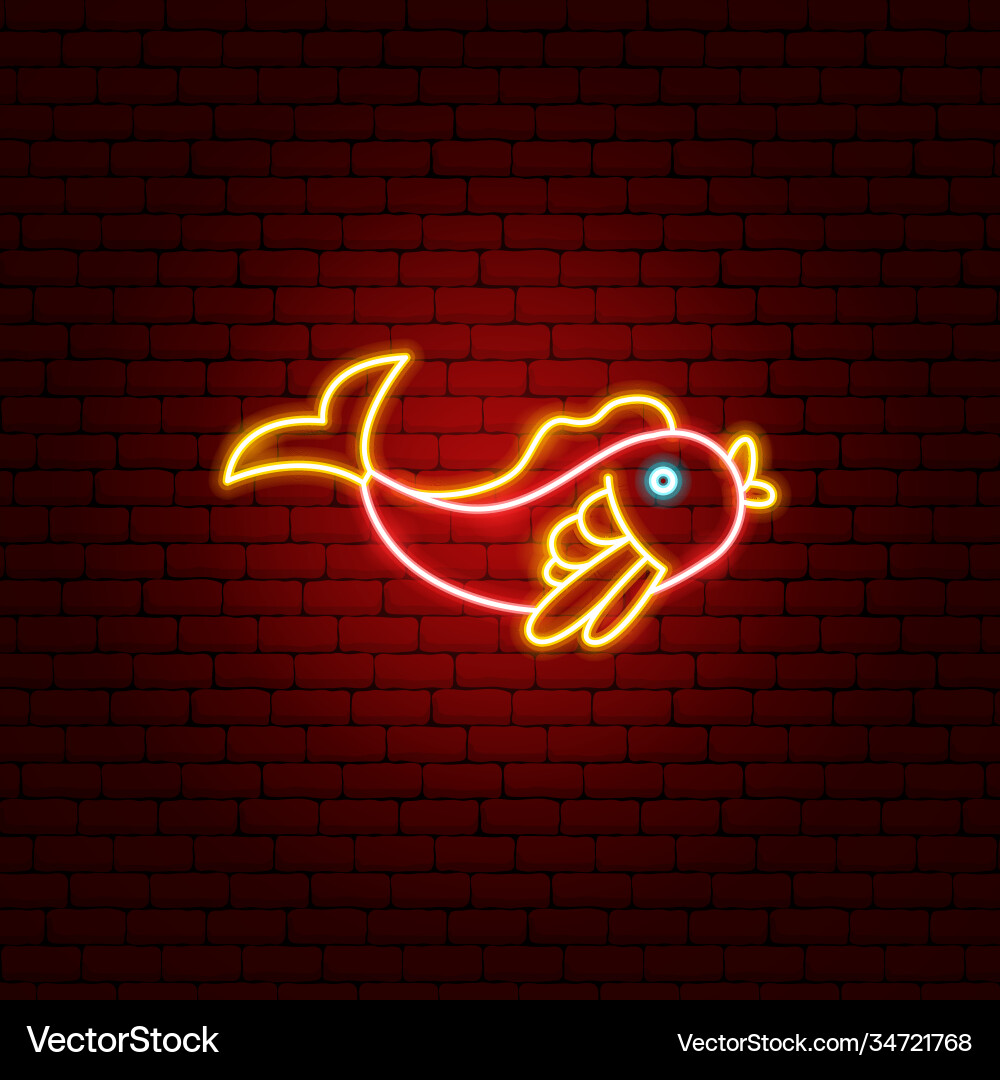 Fish koi neon sign Fish koi neon sign vector image