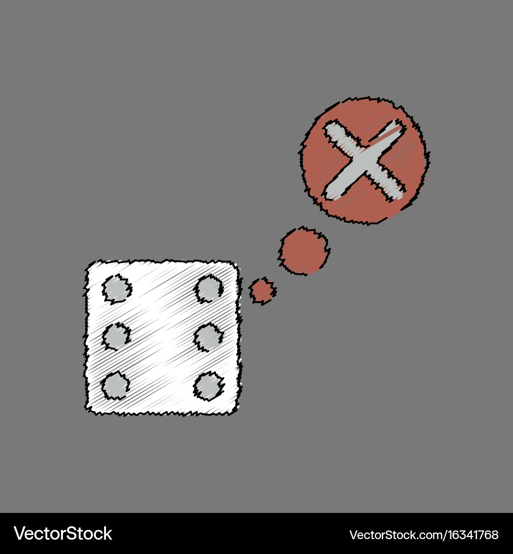 Flat shading style icon dice and x mark vector image