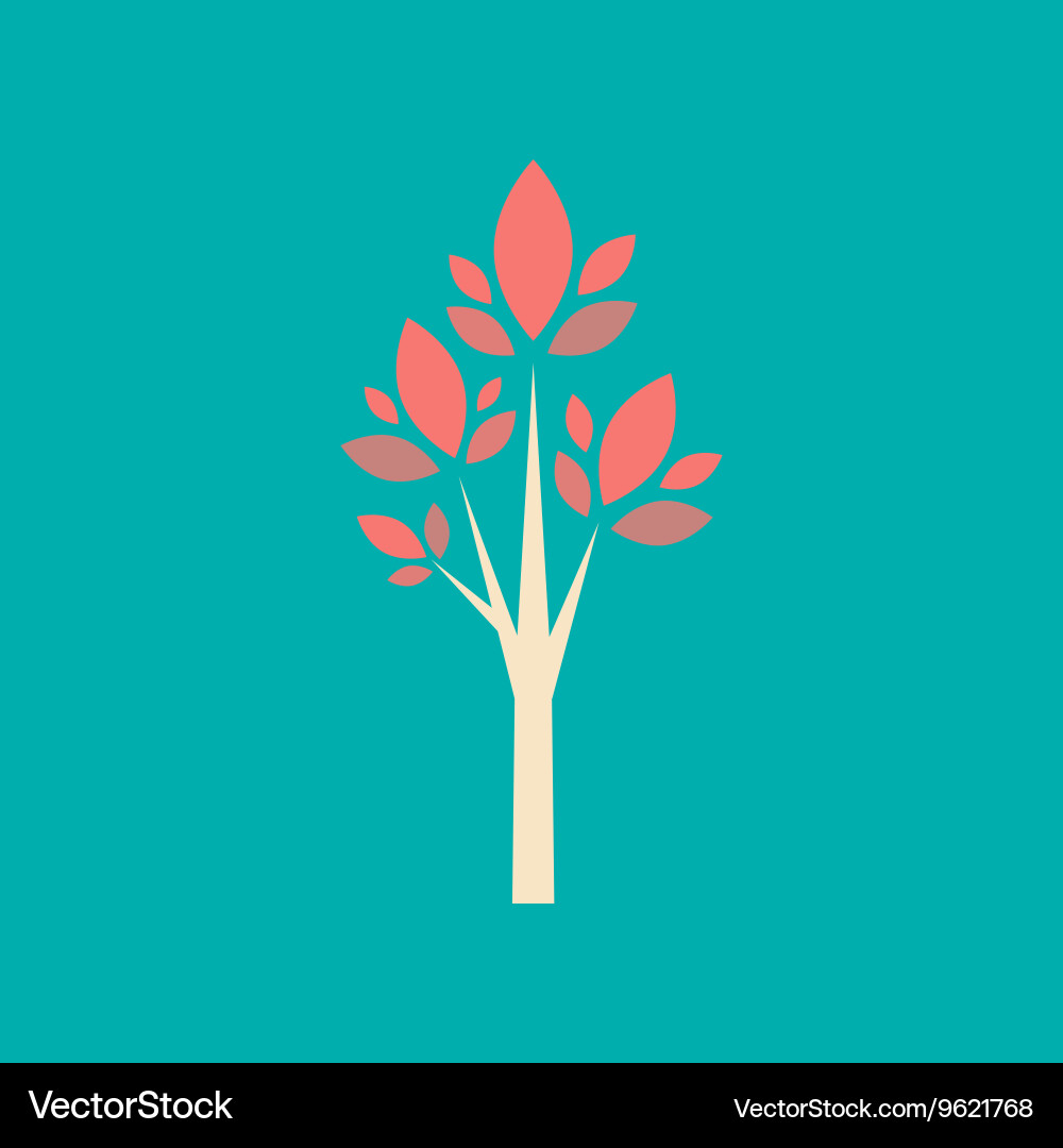 Flat with shadow icon and mobile application tree Vector Image