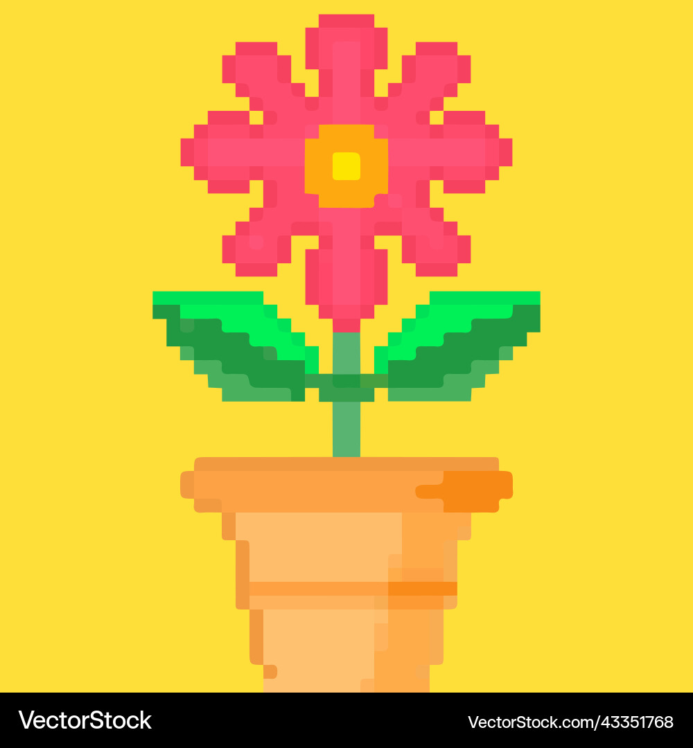 Flower in a pot pixel art and creating your own Vector Image