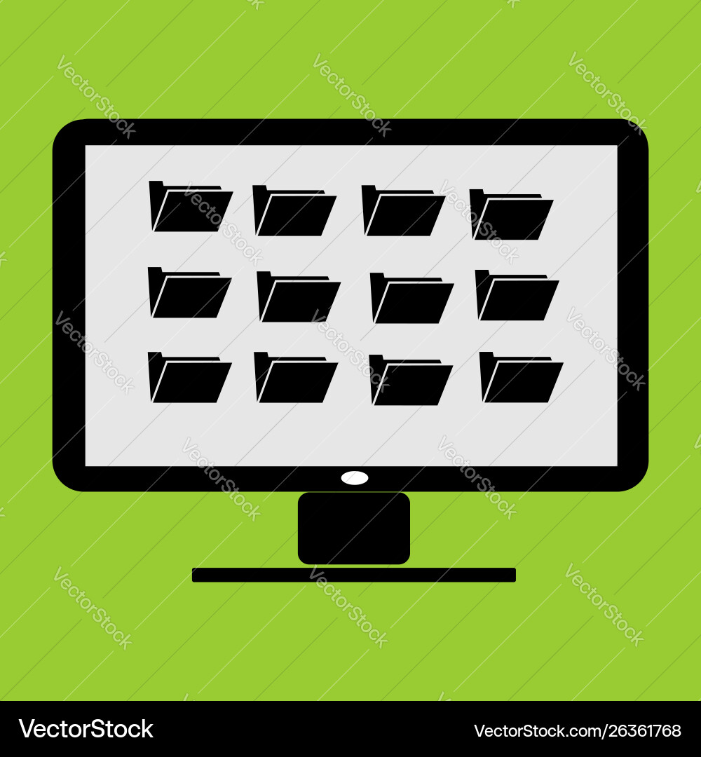 Folder thumbnail in lc monitor pc computer Folder thumbnail in lc monitor pc computer vector image