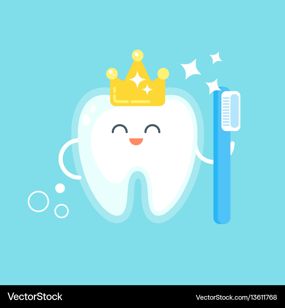 Happy Tooth with Crown Icon Vector Image