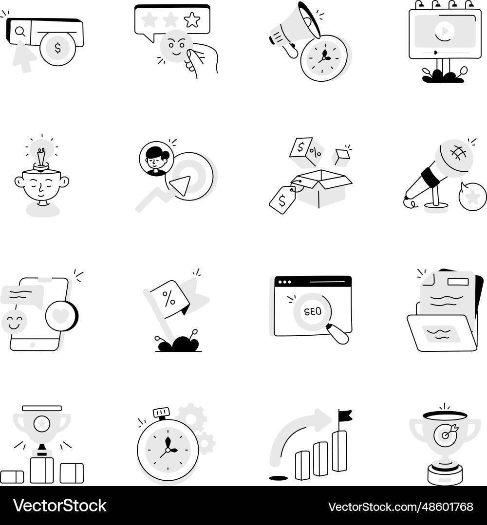 Latest shopping sales and marketing hand drawn ico Latest shopping sales and marketing hand drawn ico vector image
