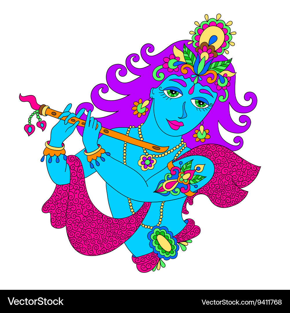 Lord Krishna Janmashtami Artwork Vector Image