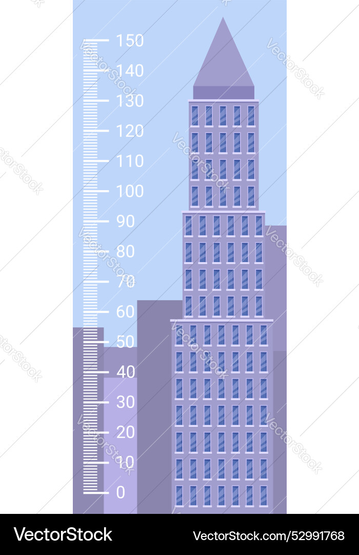 Measuring height of modern skyscraper using large Vector Image