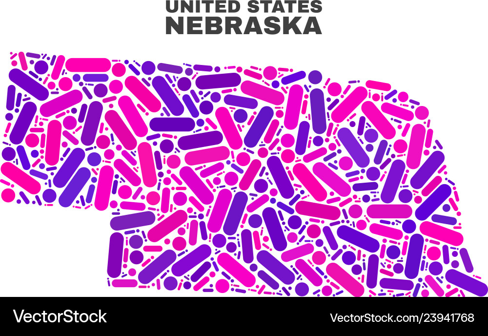 Mosaic nebraska state map of dots and lines Mosaic nebraska state map of dots and lines vector image