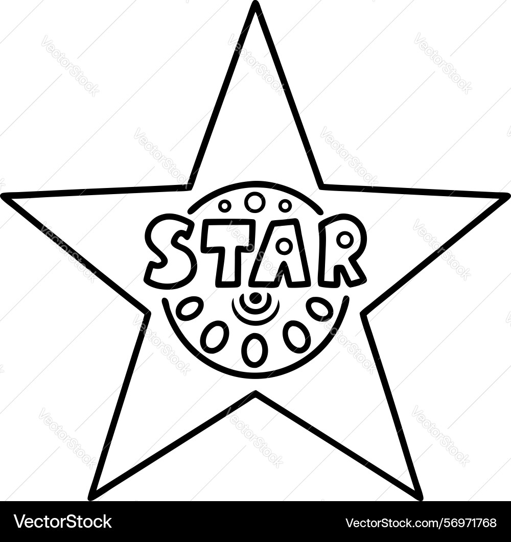 Outlined five pointed star with text Vector Image