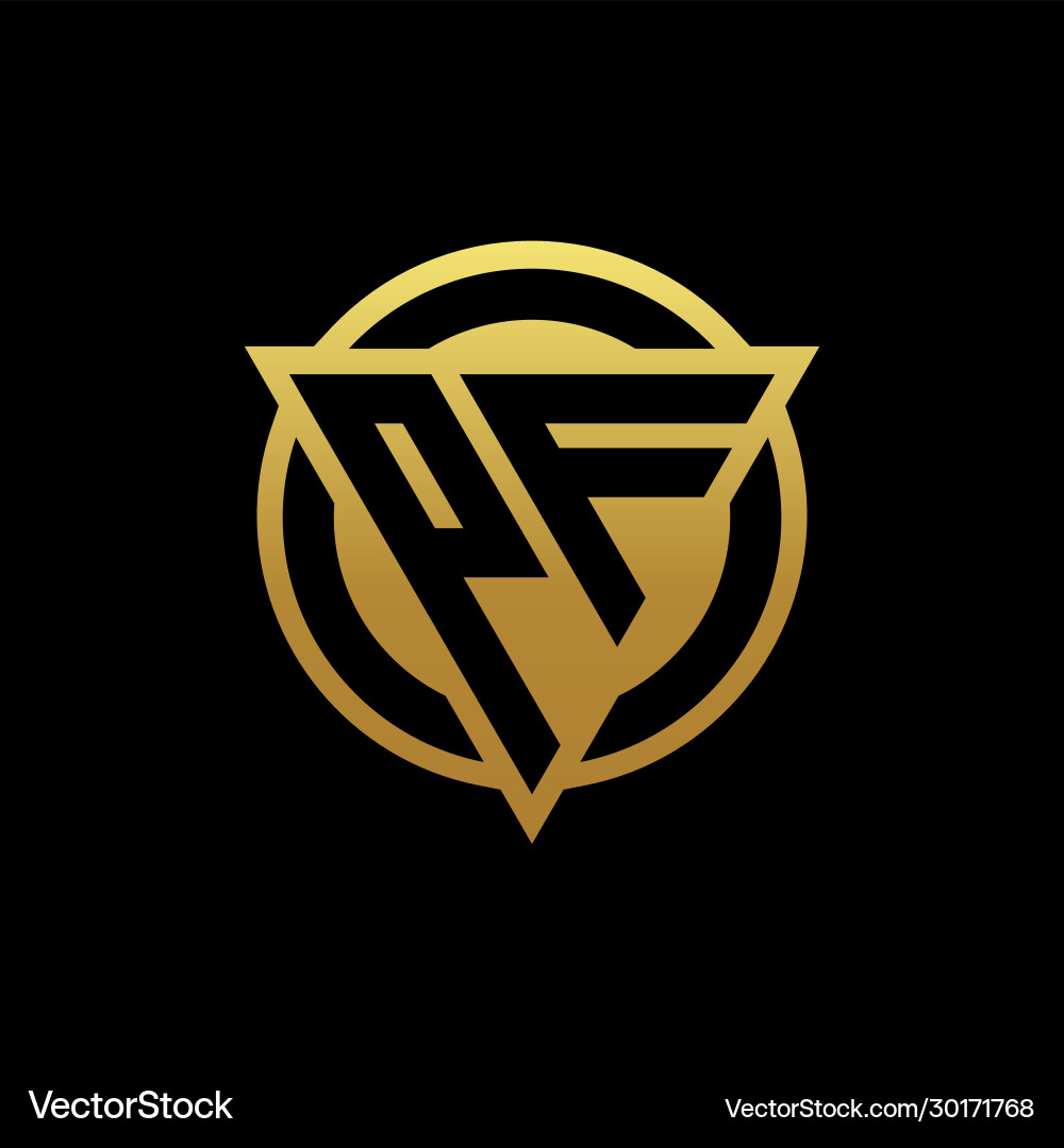 Pf logo monogram with triangle shape and circle vector image