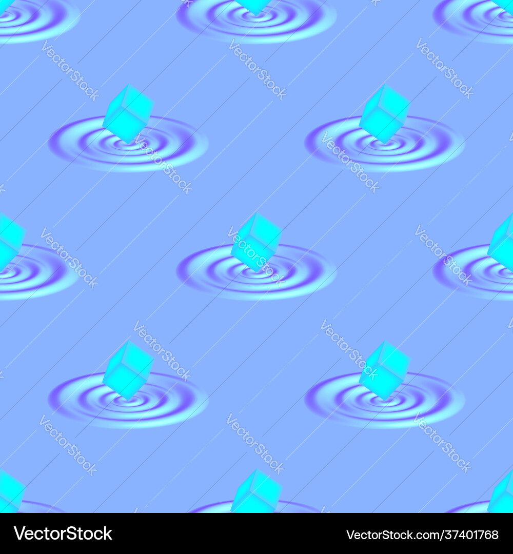 Seamless pattern 3d cyan cube and diverging vector image