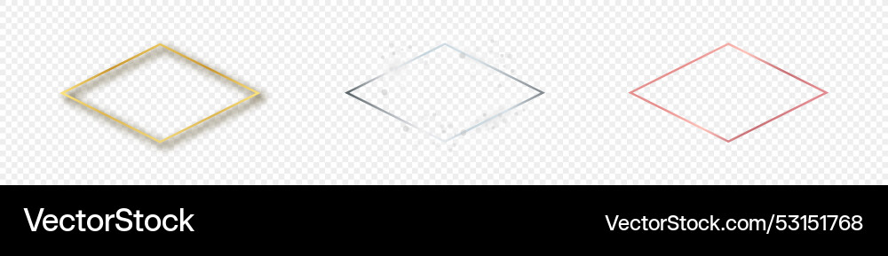 Set of three rhombus shape frames Set of three rhombus shape frames vector image