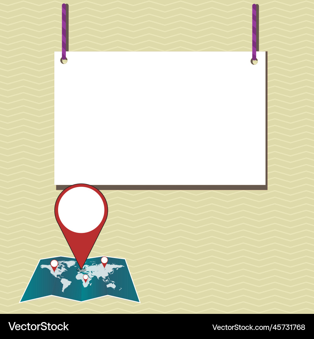 Speech bubble with important message above map Speech bubble with important message above map vector image
