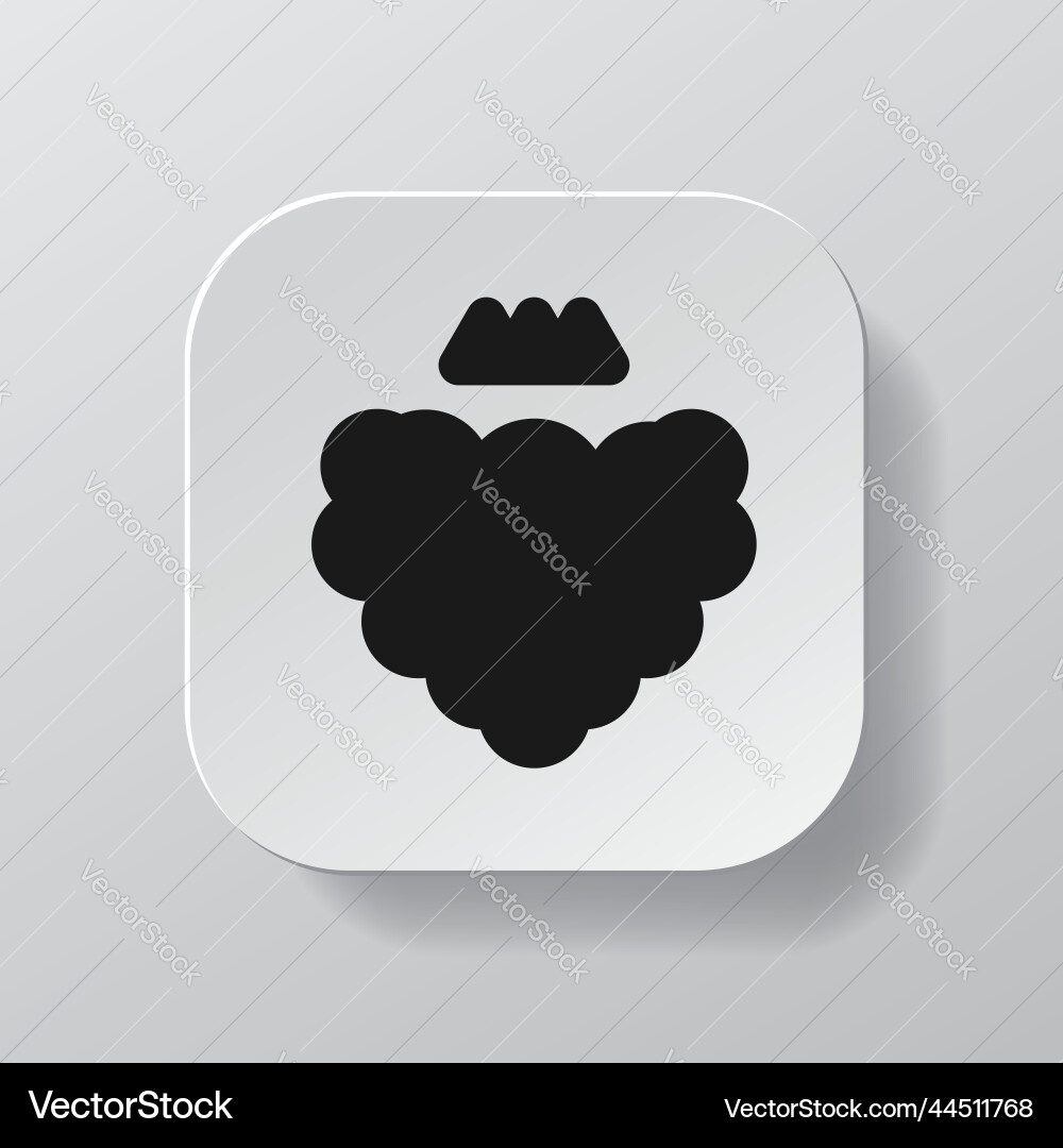 White square button with raspberry fruit outline Vector Image