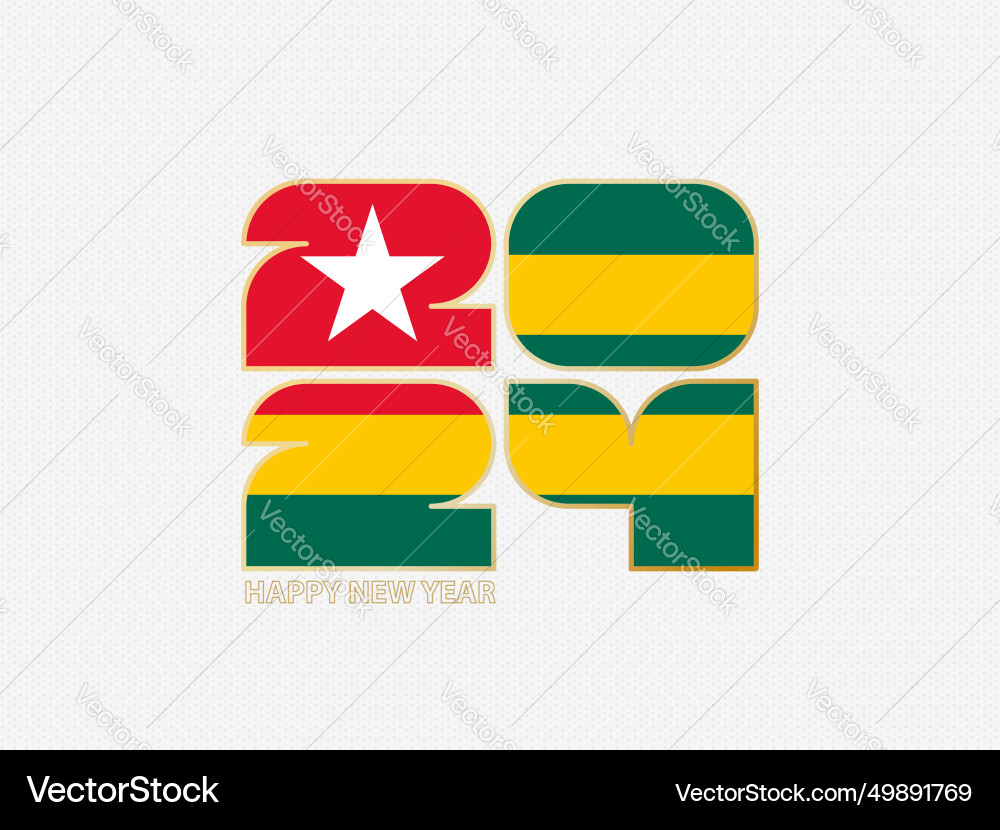 Abstract numbers 2024 with flag of togo Vector Image