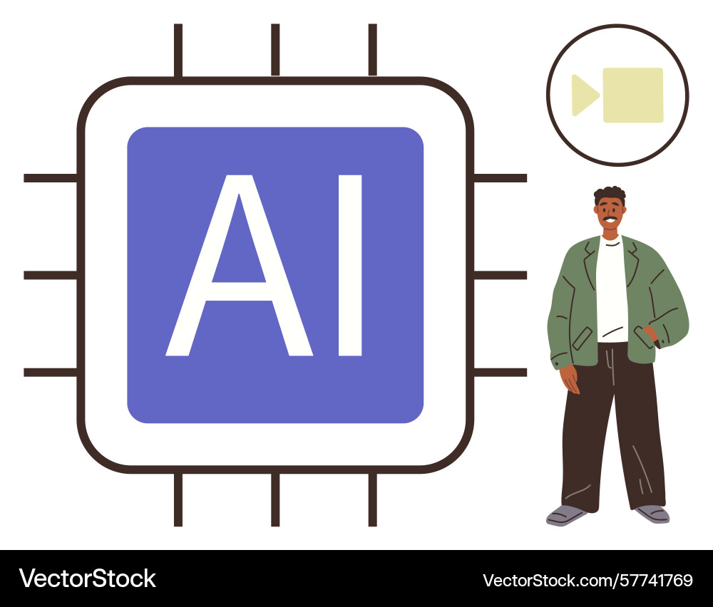 Artificial intelligence concept with ai chip Artificial intelligence concept with ai chip vector image