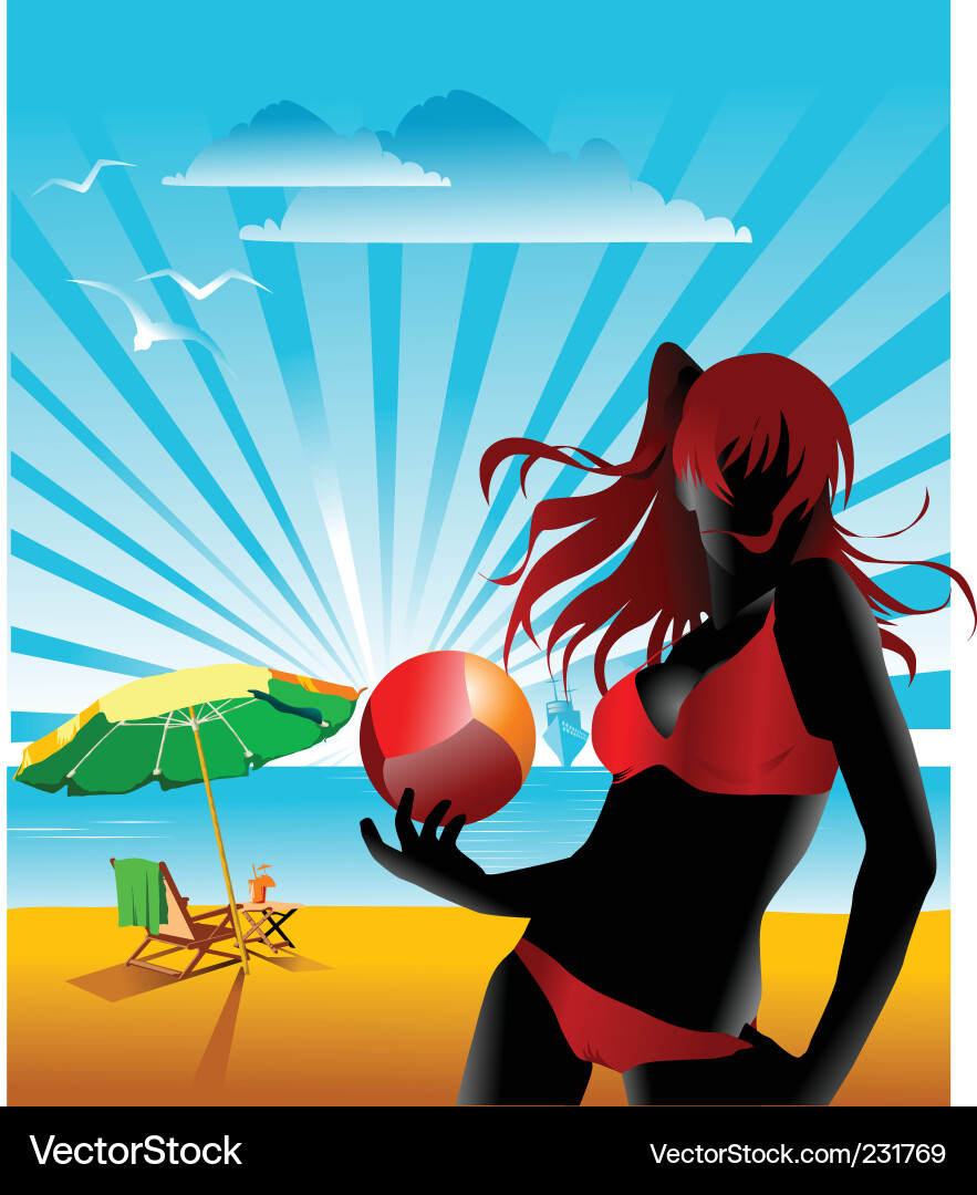 Beach Volleyball Silhouette Vector Image