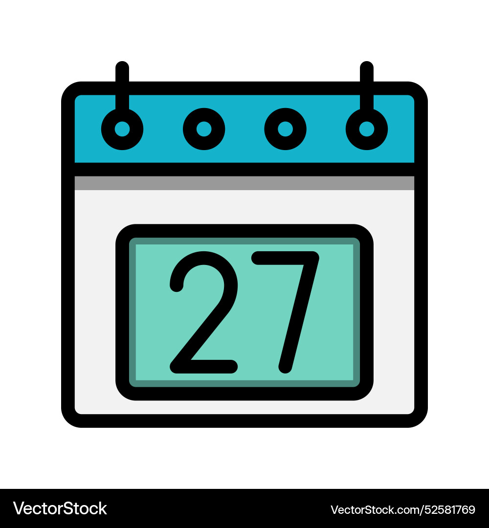 Calendar 27st date color linear icon time event Vector Image