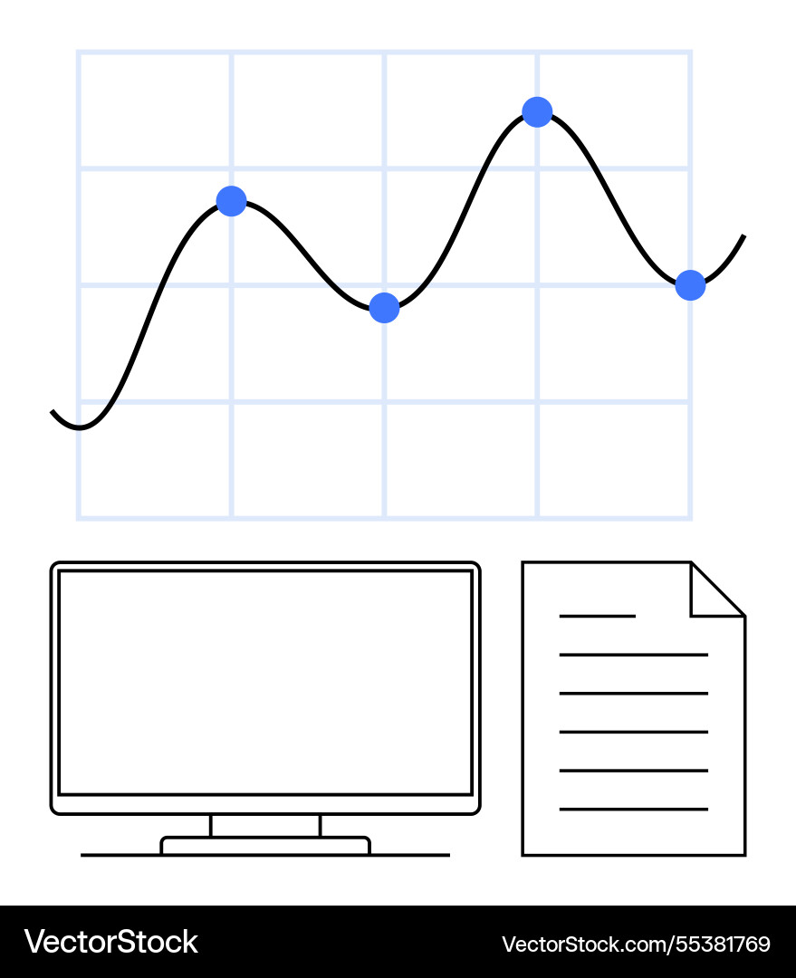 Datenanalysen auf Graph mit Computer angezeigt Datenanalysen auf Graph mit Computer angezeigt vektorbild