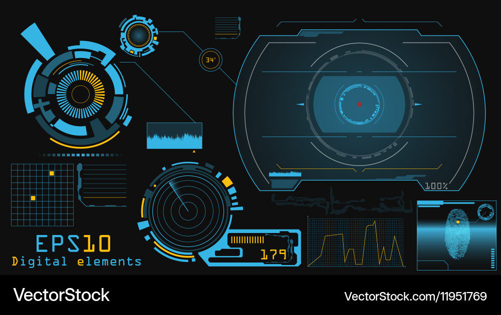 Digital HUD Display Elements vector image