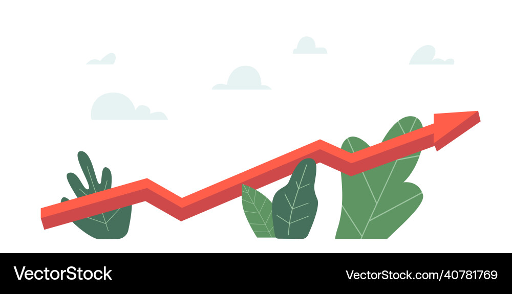 Financial chart with moving up red arrow graph Financial chart with moving up red arrow graph vector image