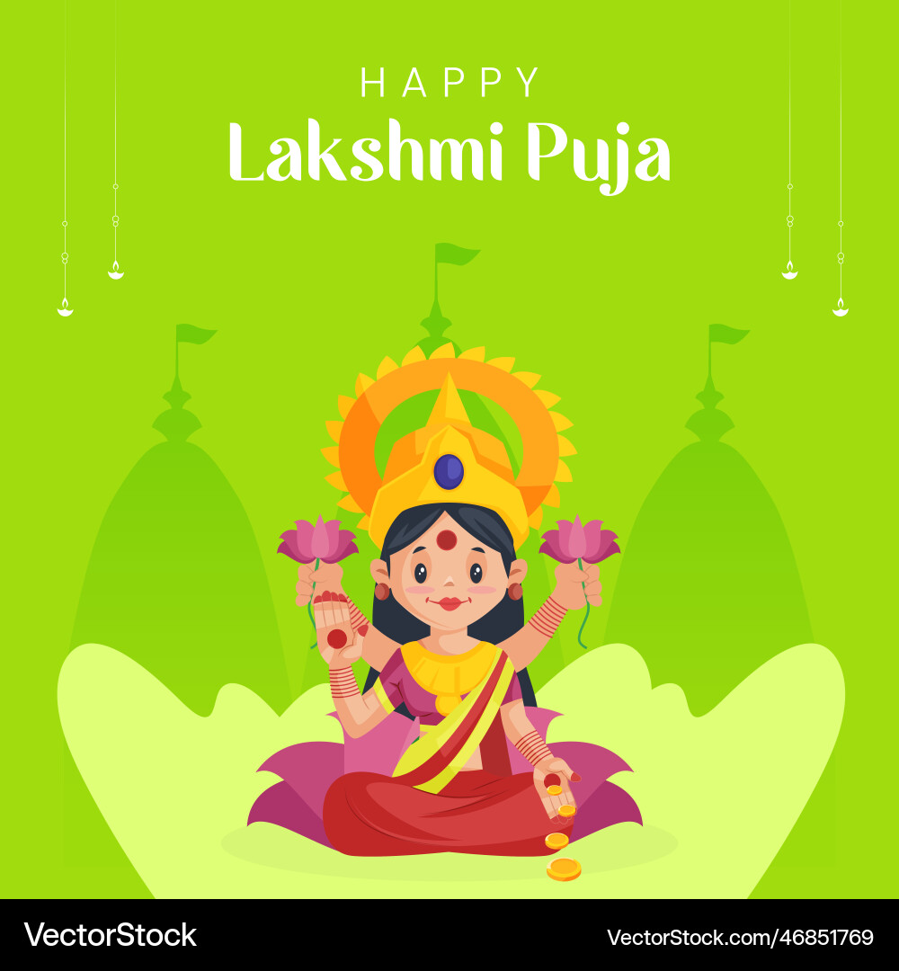 Happy lakshmi puja banner design template vector image