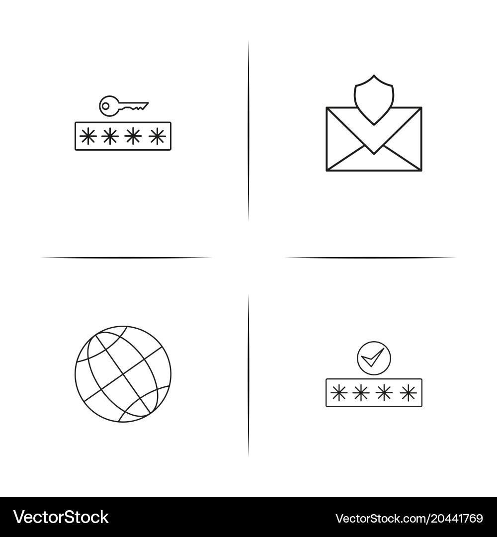 Internet security simple linear icon setsimple vector image