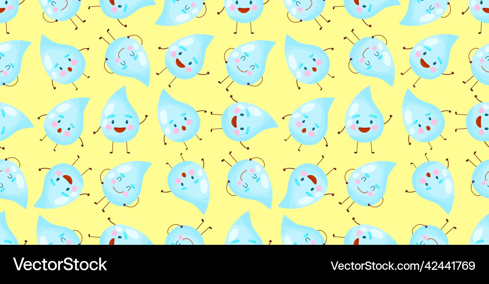 Rain seamless pattern falling character Vector Image
