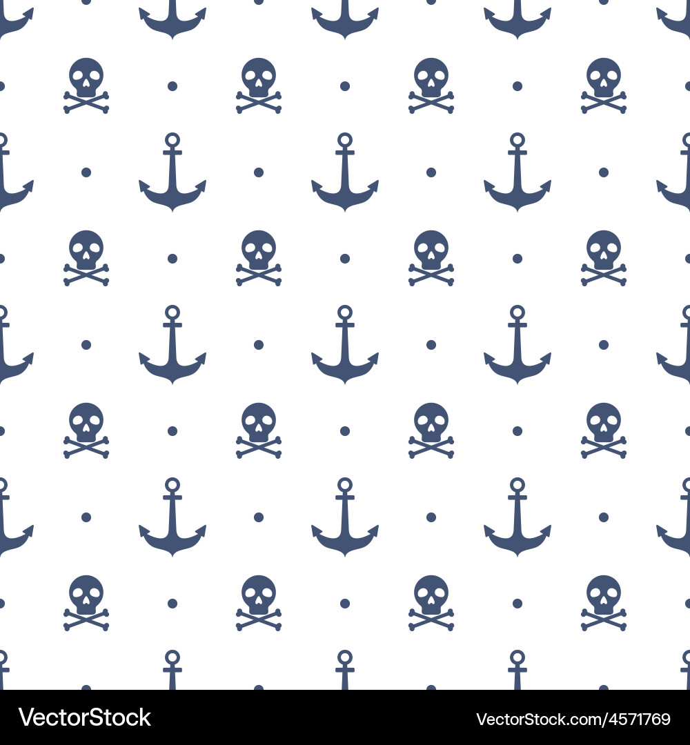 Seamless pattern with anchors and skulls vector image