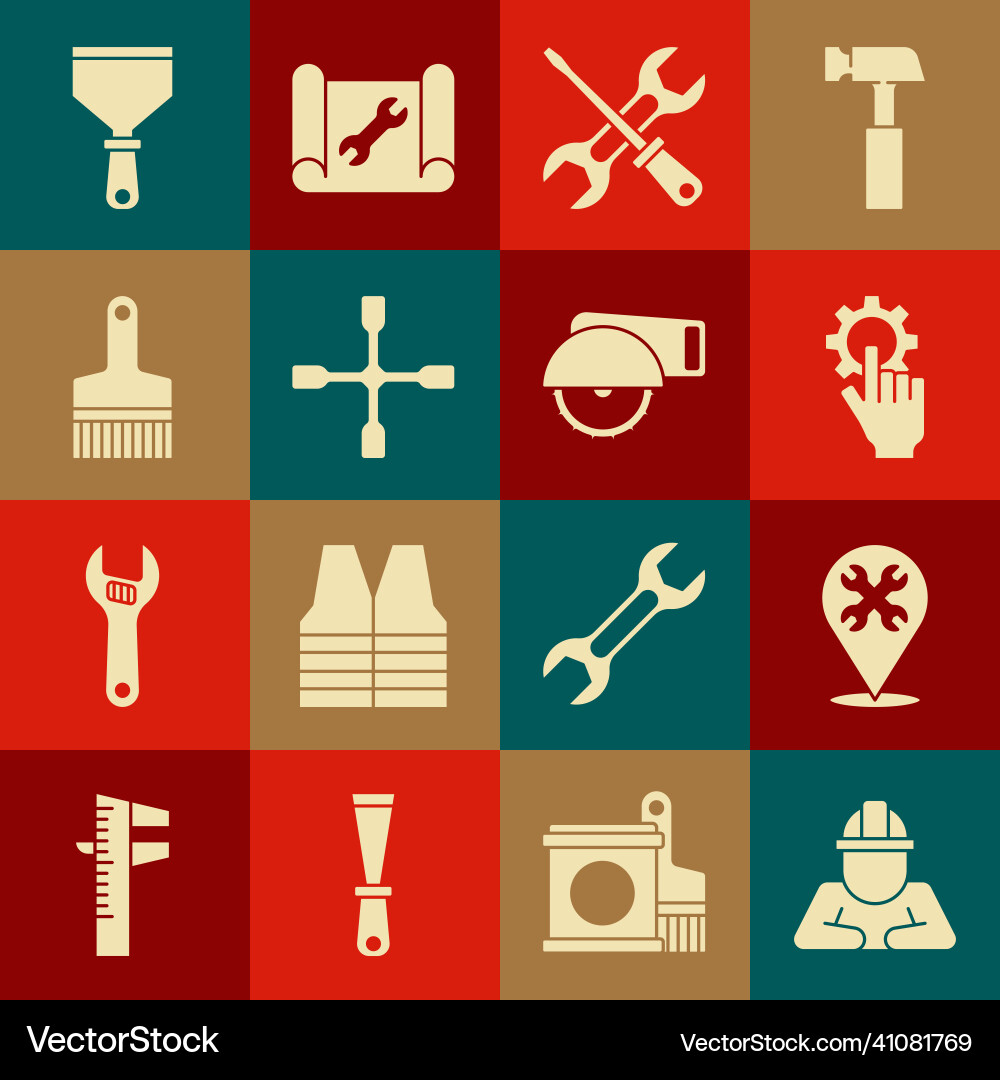 Set builder location with wrench settings Vector Image