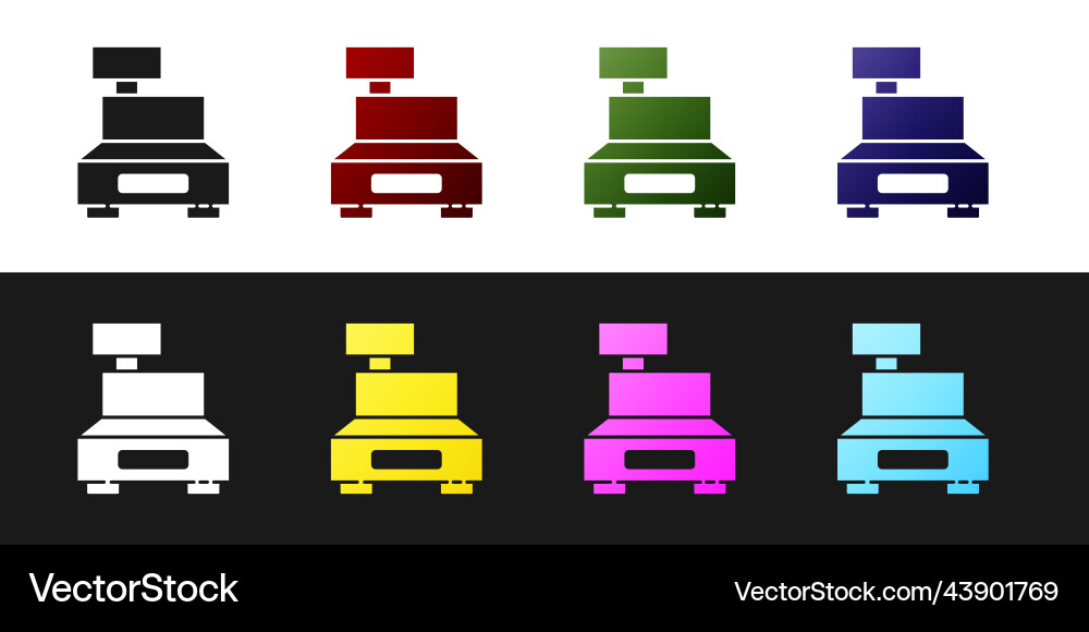 Set cash register machine with a check icon Vector Image