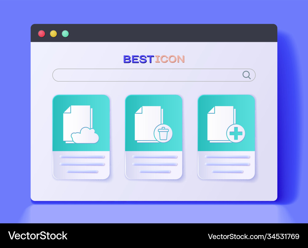 Set delete file document cloud storage text Set delete file document cloud storage text vector image