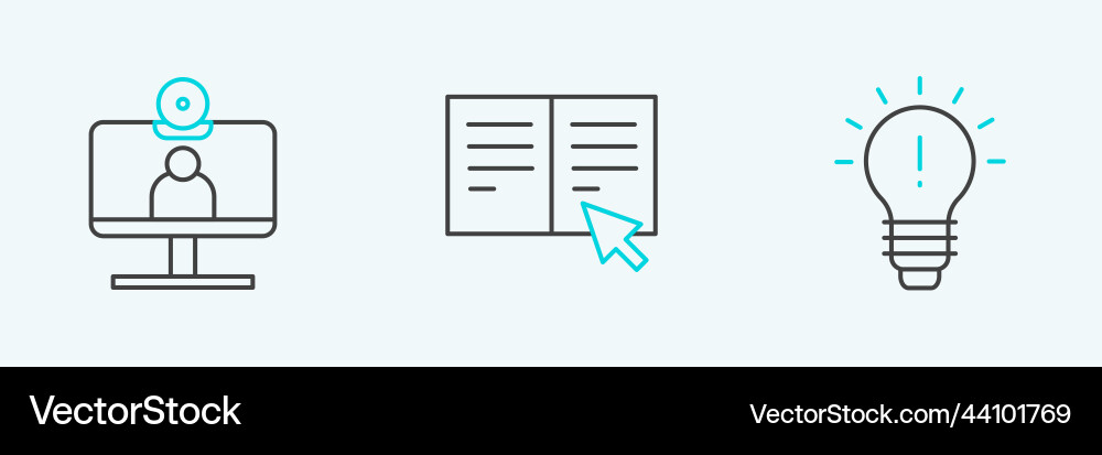 Set line light bulb with concept of idea video Vector Image
