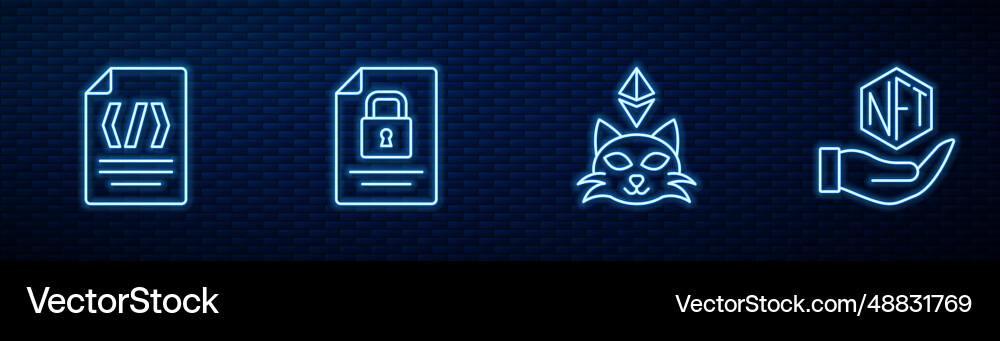 Set line nft digital crypto art binary code Set line nft digital crypto art binary code vector image