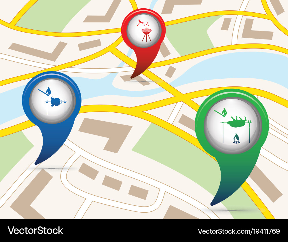 Set of tourism service map pointers vector image