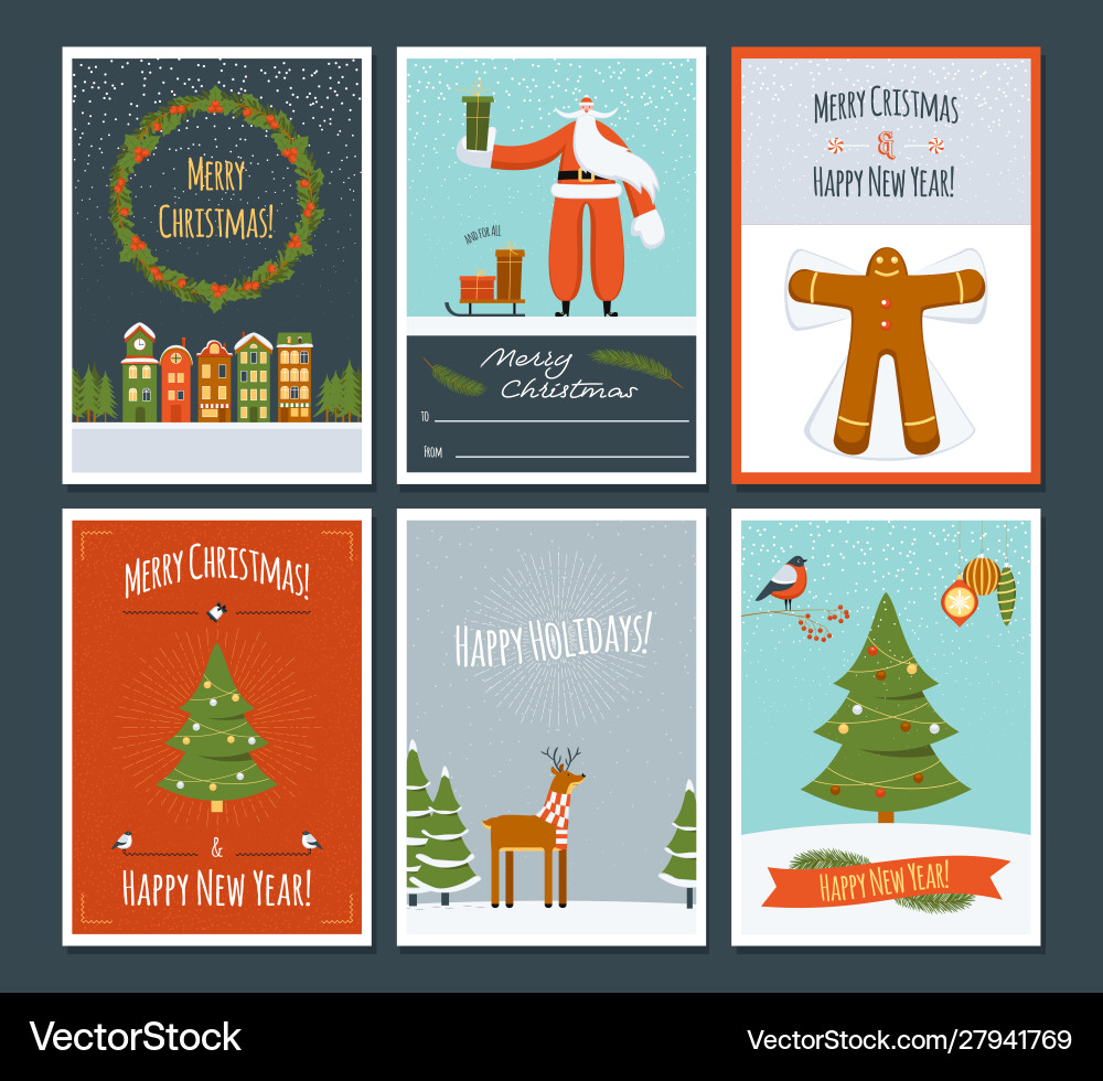 Set Weihnachtskarten Set Weihnachtskarten vektorbild
