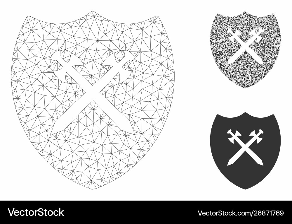 Shield mesh 2d model and triangle mosaic Shield mesh 2d model and triangle mosaic vector image