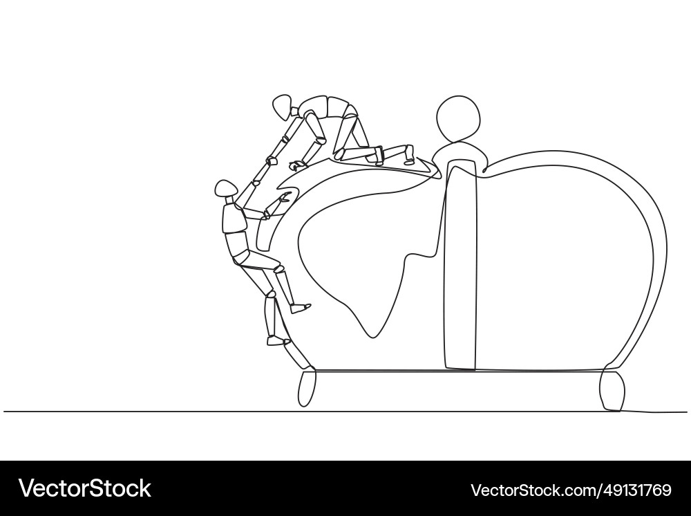 Single continuous line drawing smart robotic Vector Image