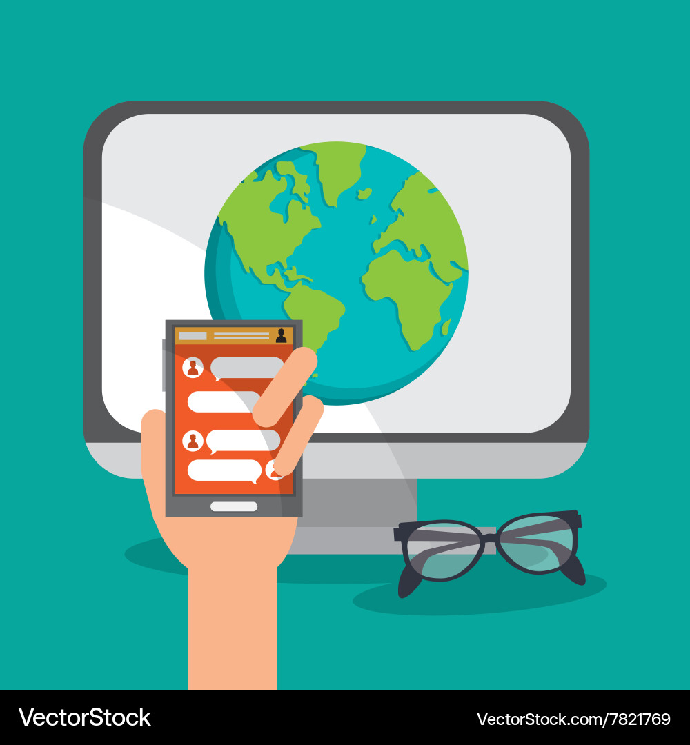 Solution and communication con design vector image