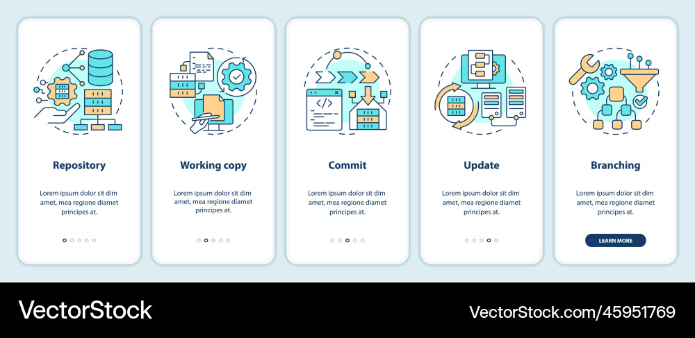 Source control concepts onboarding mobile app Source control concepts onboarding mobile app vector image