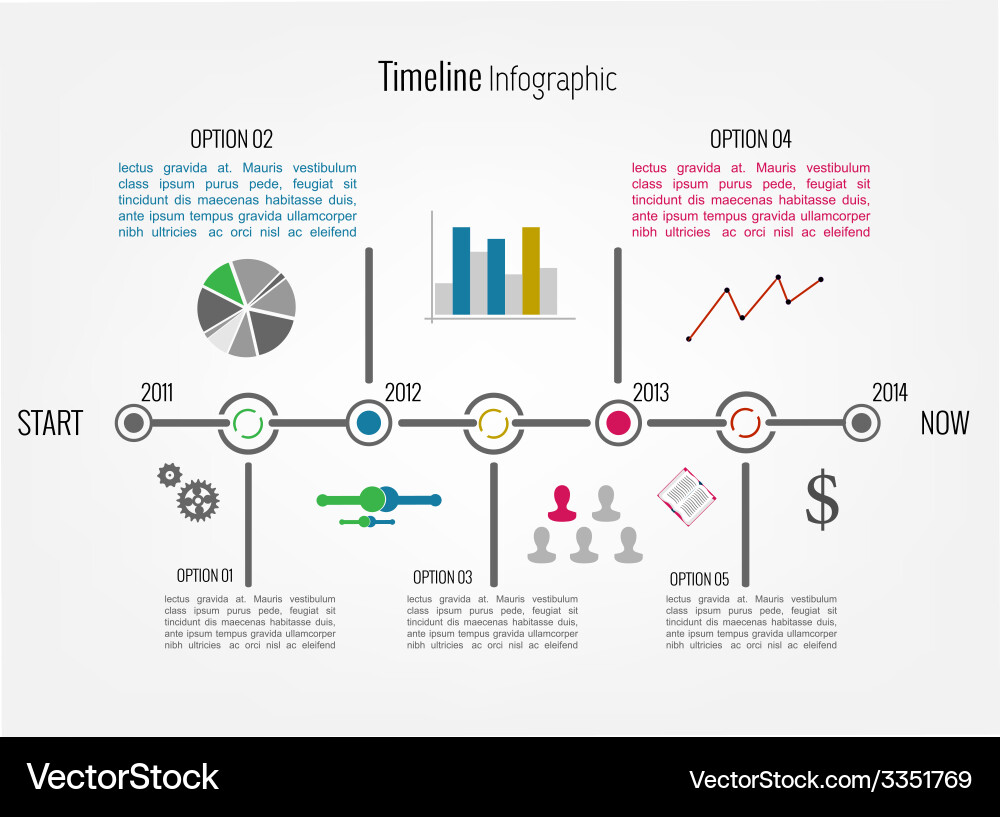Timeline Chart with Icons Vector Image