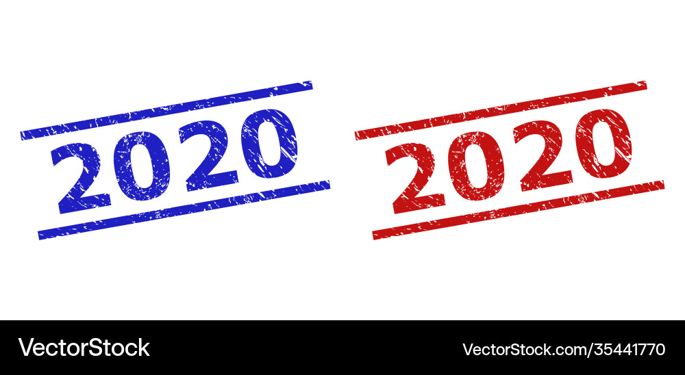 2020 seals with unclean style and parallel lines Vector Image