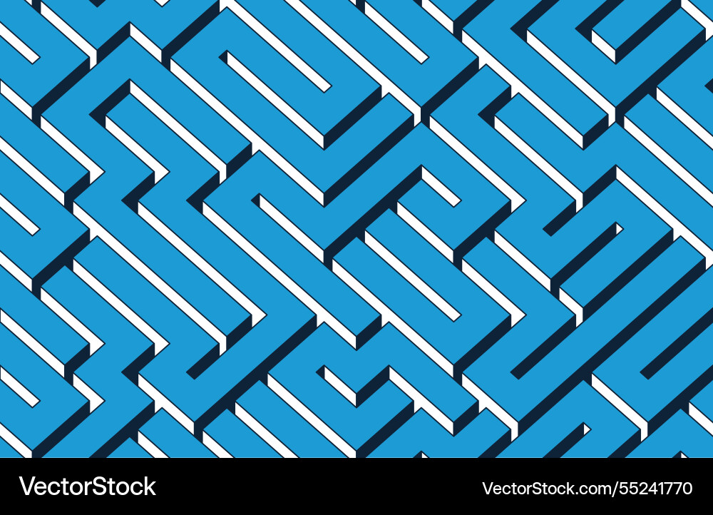 3d labyrinth seamless pattern abstract background Vector Image